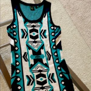 Green and black sweater dress